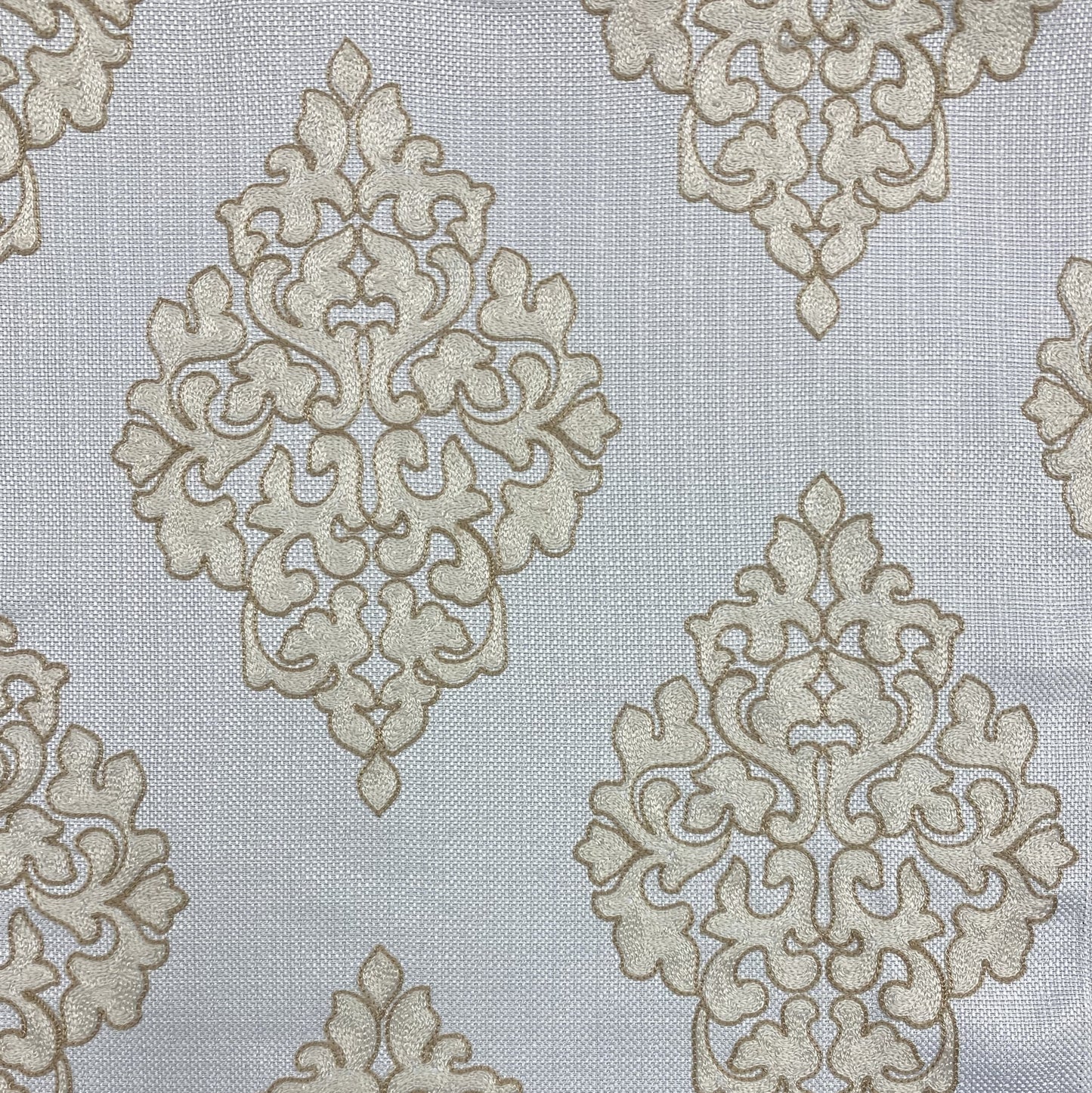 Fabric - San Rafael - 100% Polyester - Repeats: V: 23-1/4" H: 11-7/8" - Embroidery Width: 54" - Width: 59"