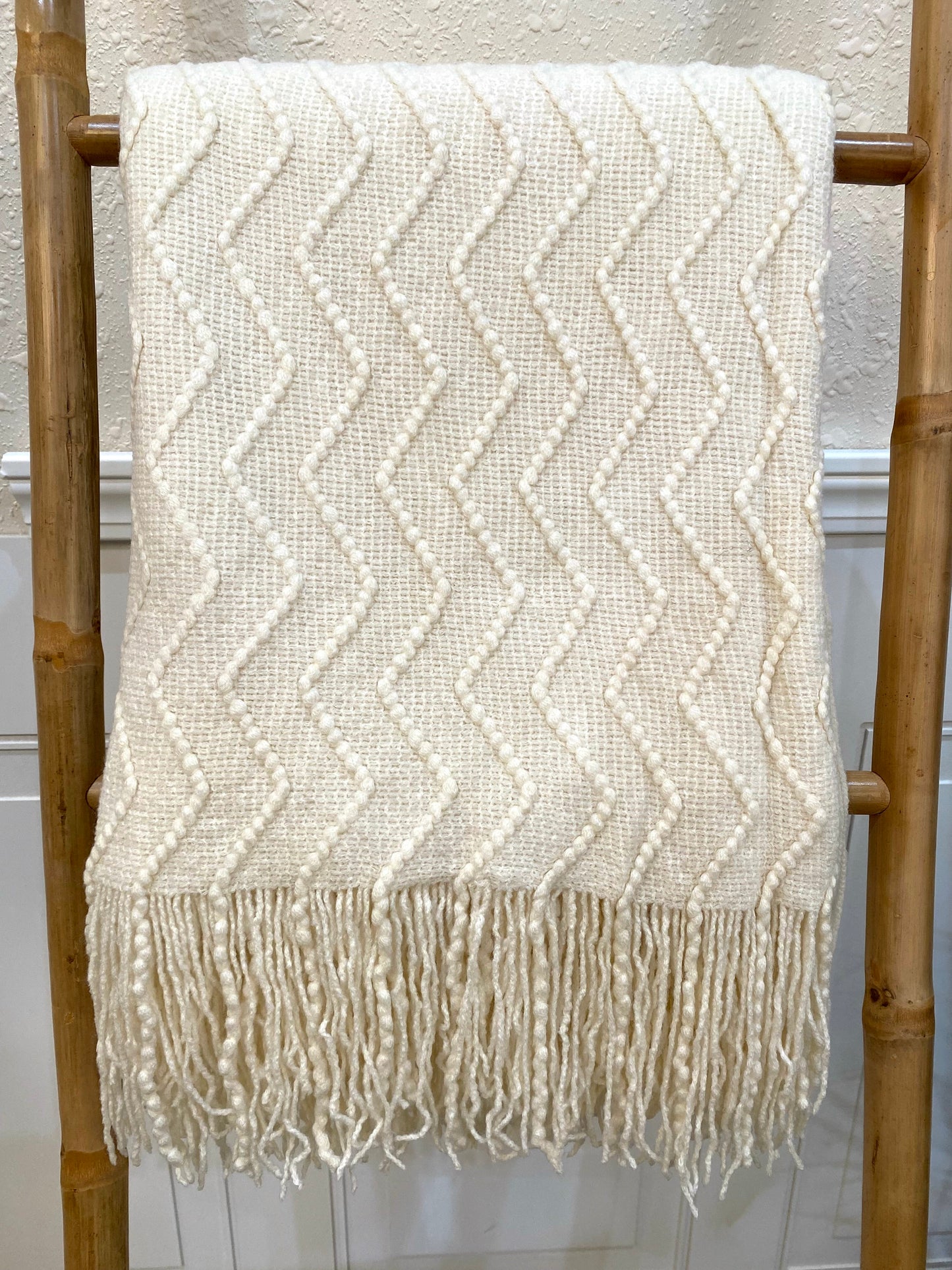 Highgrove - Throw Blanket - Acrylic 60" X 50" Fossano Collection - Cream