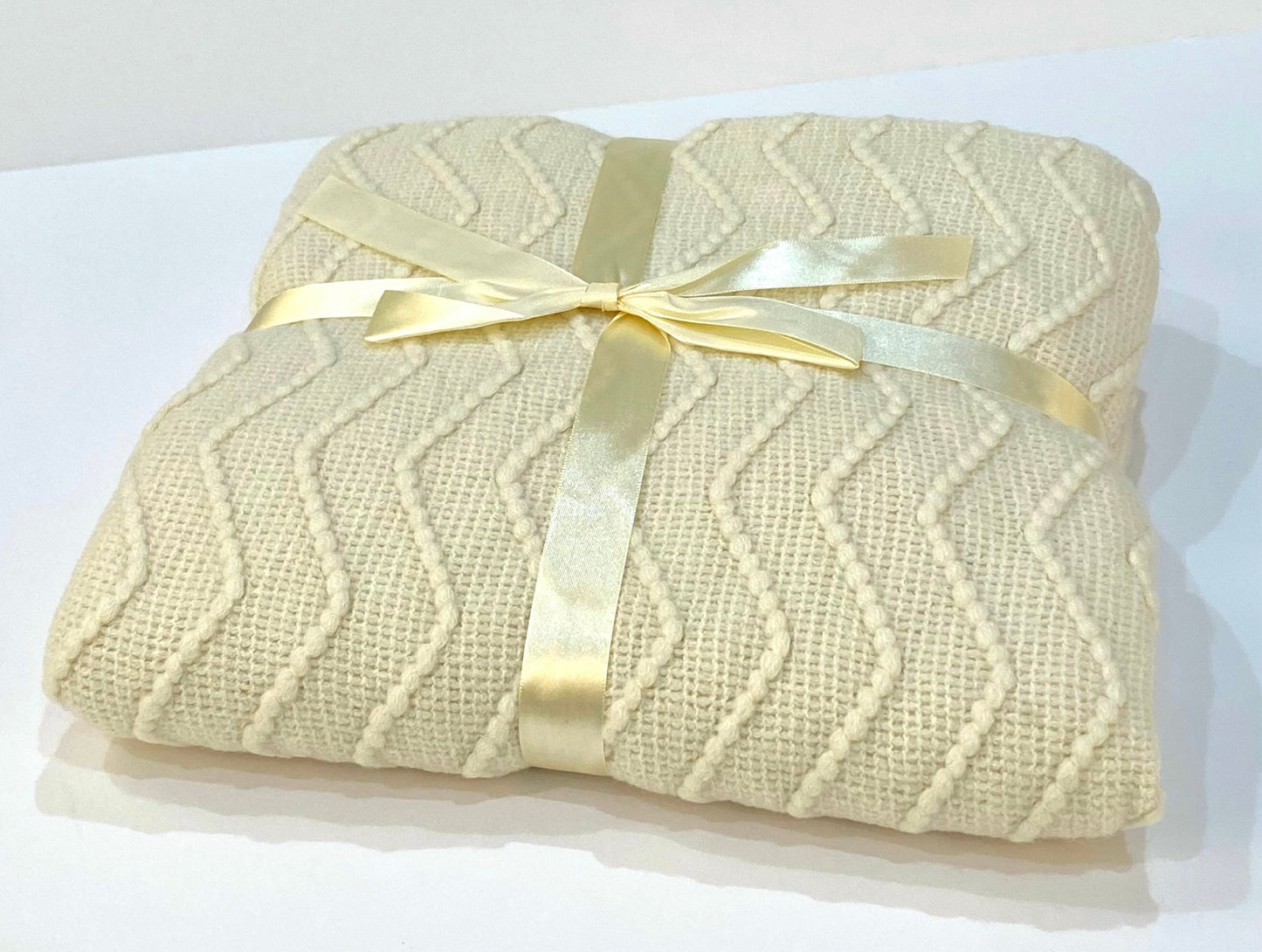 Highgrove - Throw Blanket - Acrylic 60" X 50" Fossano Collection - Cream