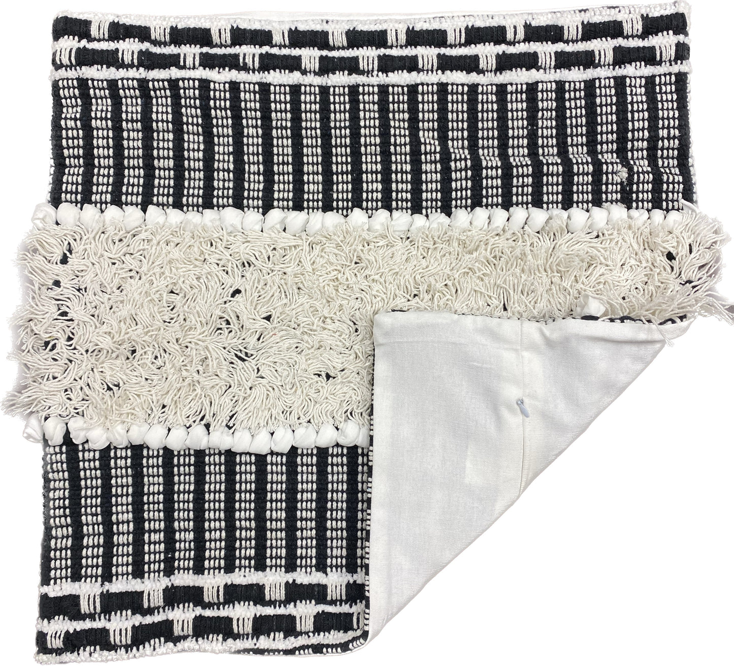 Decorative Pillow - Cover Only - 20" x 20" - 100% Cotton - Fringe Cross Woven