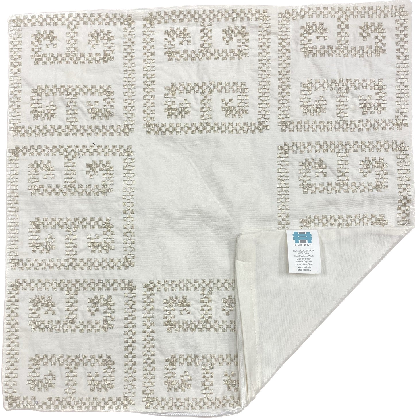 Decorative Pillow - Cover Only - Embroidery - 20" x 20" - 100%