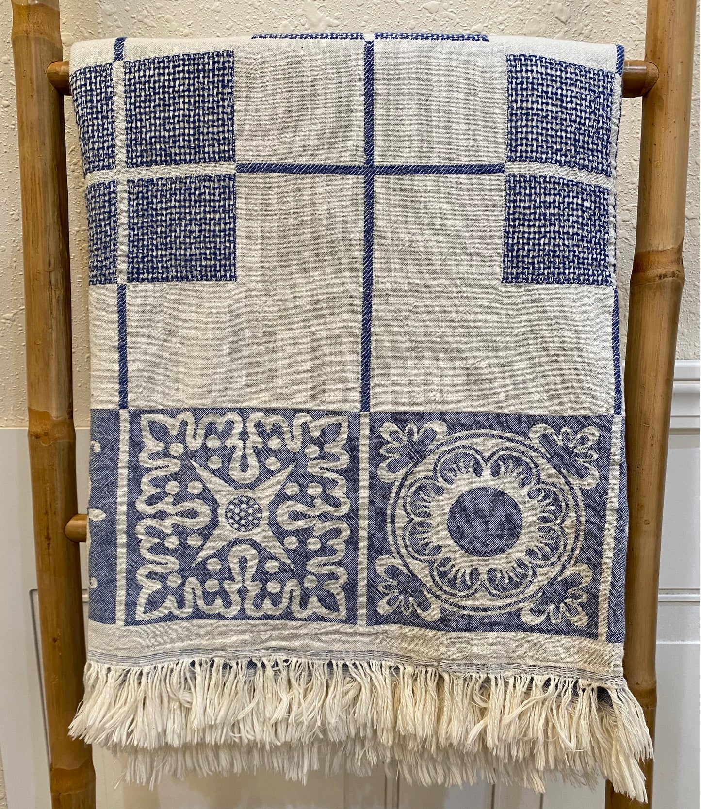 Highgrove - Throw Blanket - 100% Cotton - 51X67 - Sevila Blue