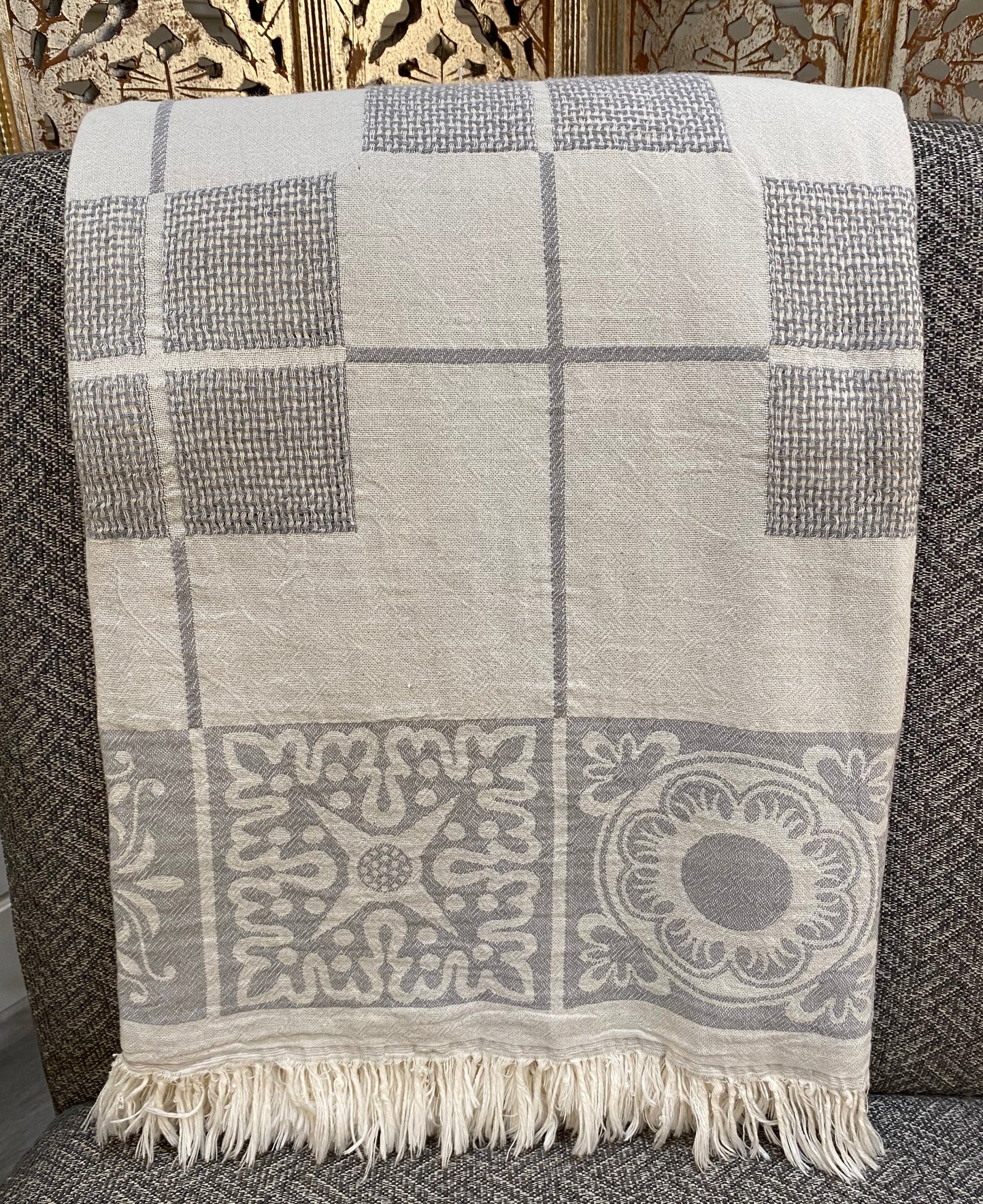Highgrove - Throw Blanket - 100% Cotton - 51X67 - Sevila Grey