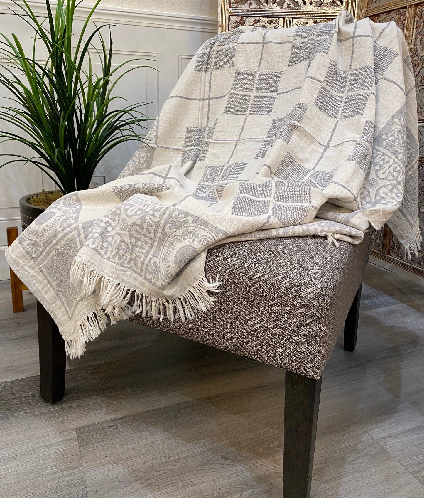 Highgrove - Throw Blanket - 100% Cotton - 51X67 - Sevila Grey
