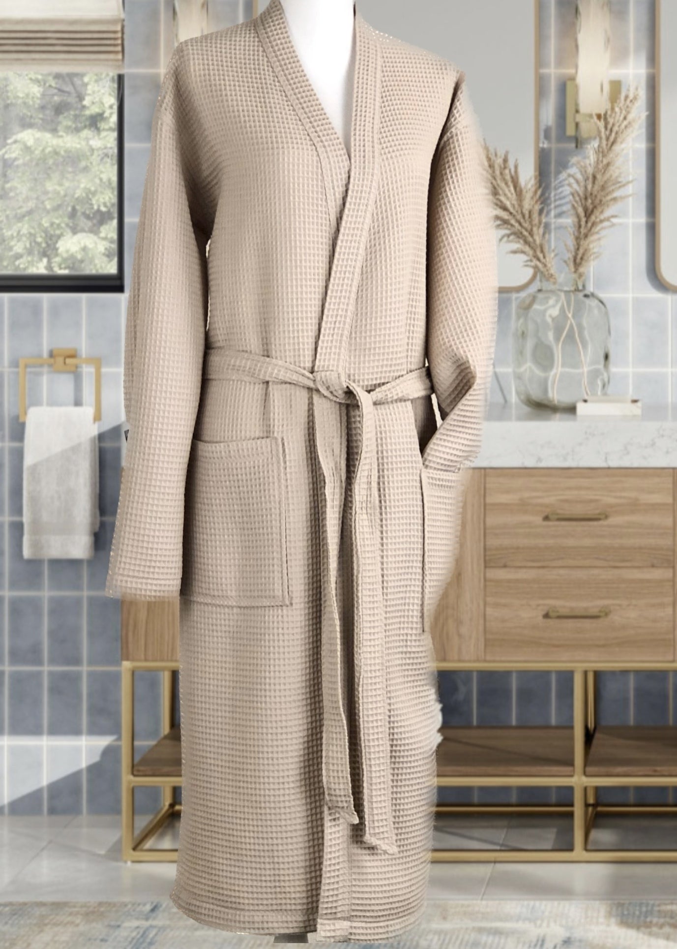 Bathrobe / Body Towel - Bora Bora - Highgrove - 3 Sizes Available - 100% cotton - Waffle Design - Beige - Knitted