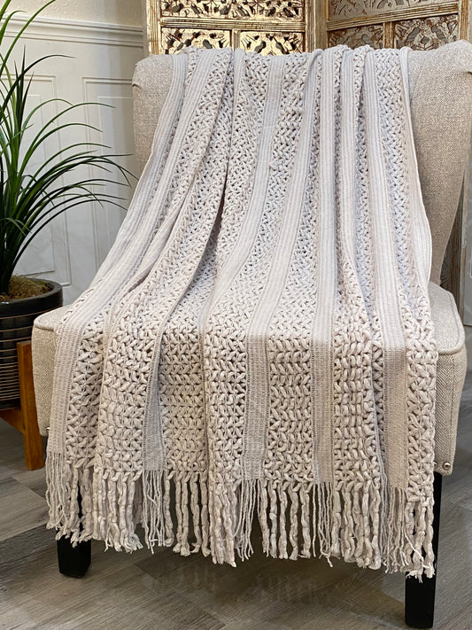 Highgrove - Throw Blanket - Acrylic 60" X 50" Cantal Collection - Light Grey