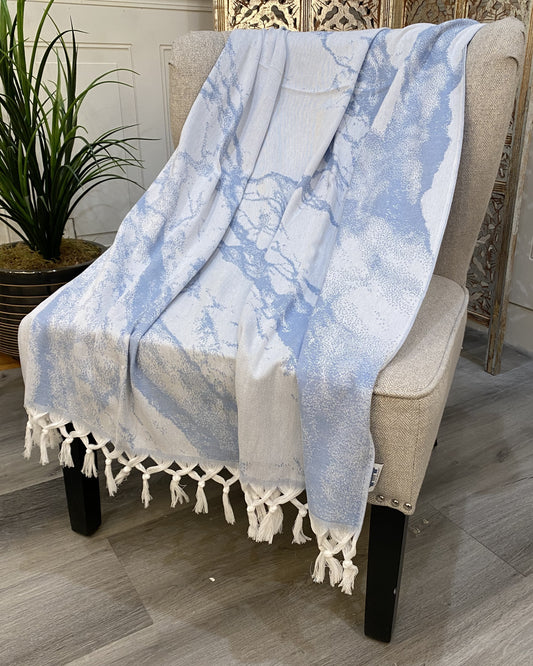 Highgrove - Throw Blanket - 100% Cotton - 67"x36" Kos Blue Lightweight