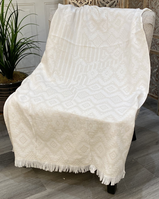 Highgrove - Throw Blanket - 100% Cotton - 67"x36"  Paros Beige Lightweight