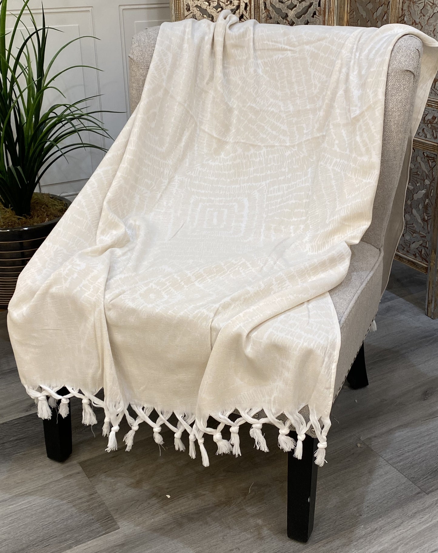 Highgrove - Throw Blanket - 100% Cotton - 67"x36" Patmos Beige Lightweight