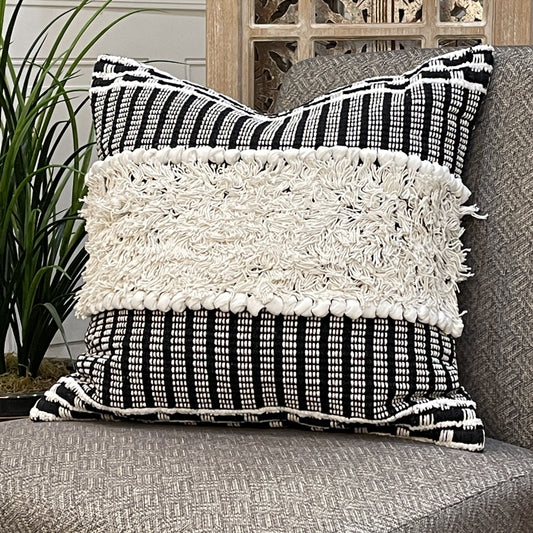 Decorative Pillow - Cover Only - 20" x 20" - 100% Cotton - Fringe Cross Woven