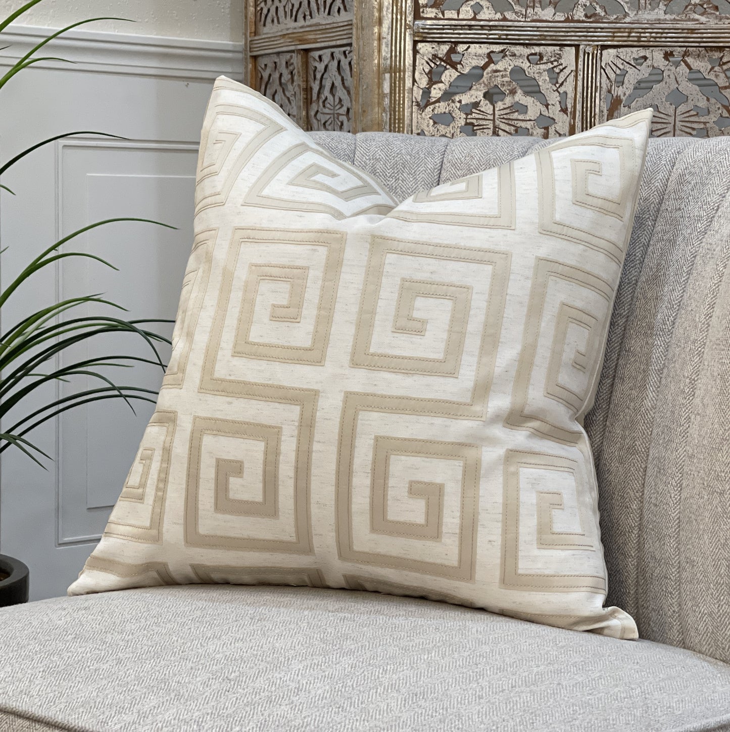 Decorative Pillow - Cover Only - Laguna - Beige - 20" x 20" - 100% Polyester