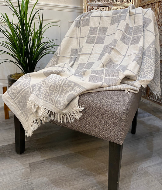 Highgrove - Throw Blanket - 100% Cotton - 51X67 - Sevila Grey