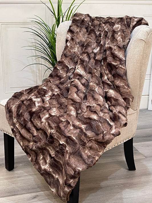 Highgrove - Throw Blanket - Polyester - Front: Faux fur  Back: Serpa - Siena Brown 60"x50"