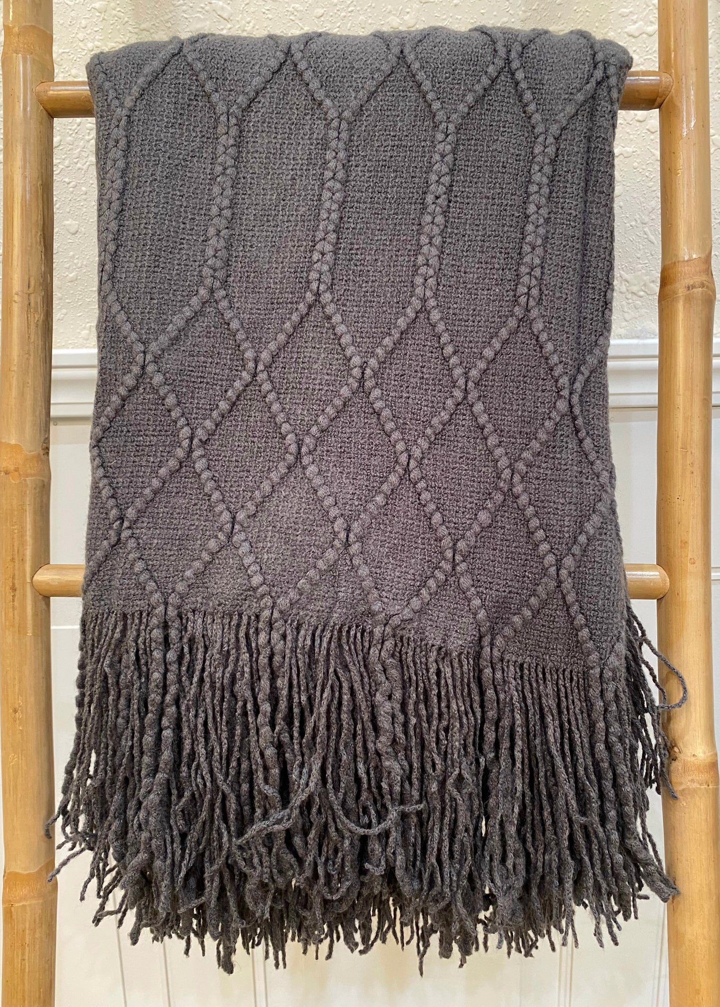 Highgrove - Throw Blanket - Acrylic 60" X 50" Toulon Collection - Dark Gray