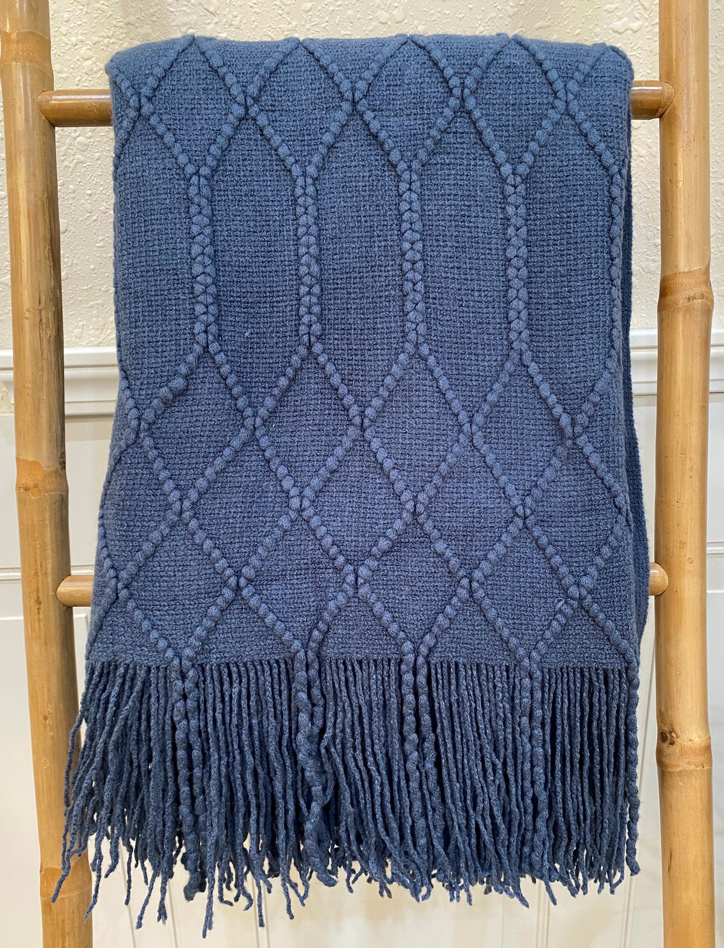 Highgrove - Throw Blanket - Acrylic 60" X 50" Toulon Collection - Denim Blue